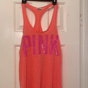 VS PINK Bright Orange Sparkle Top